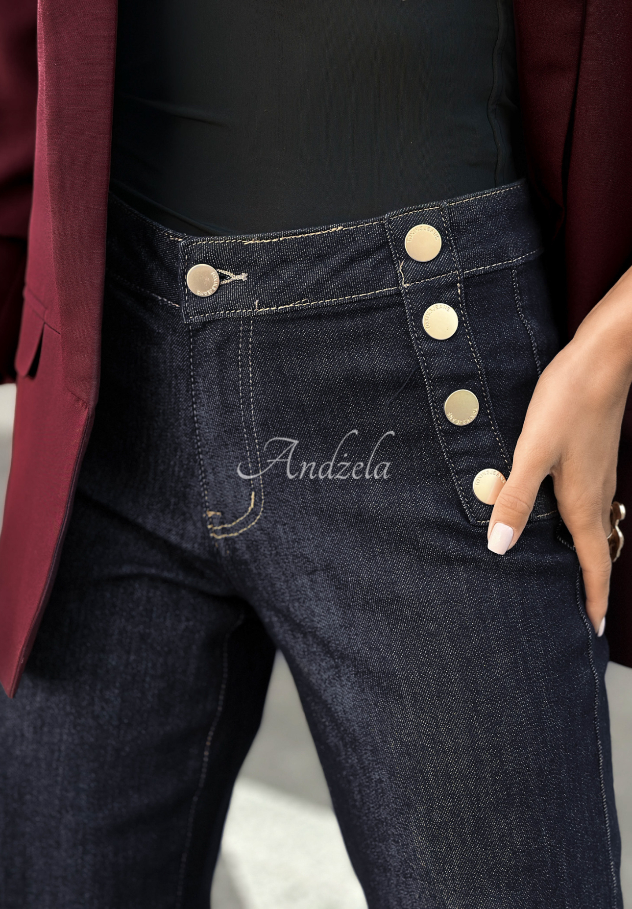 Jeanshose wide leg mit Knöpfen Without Trying Dunkelblau