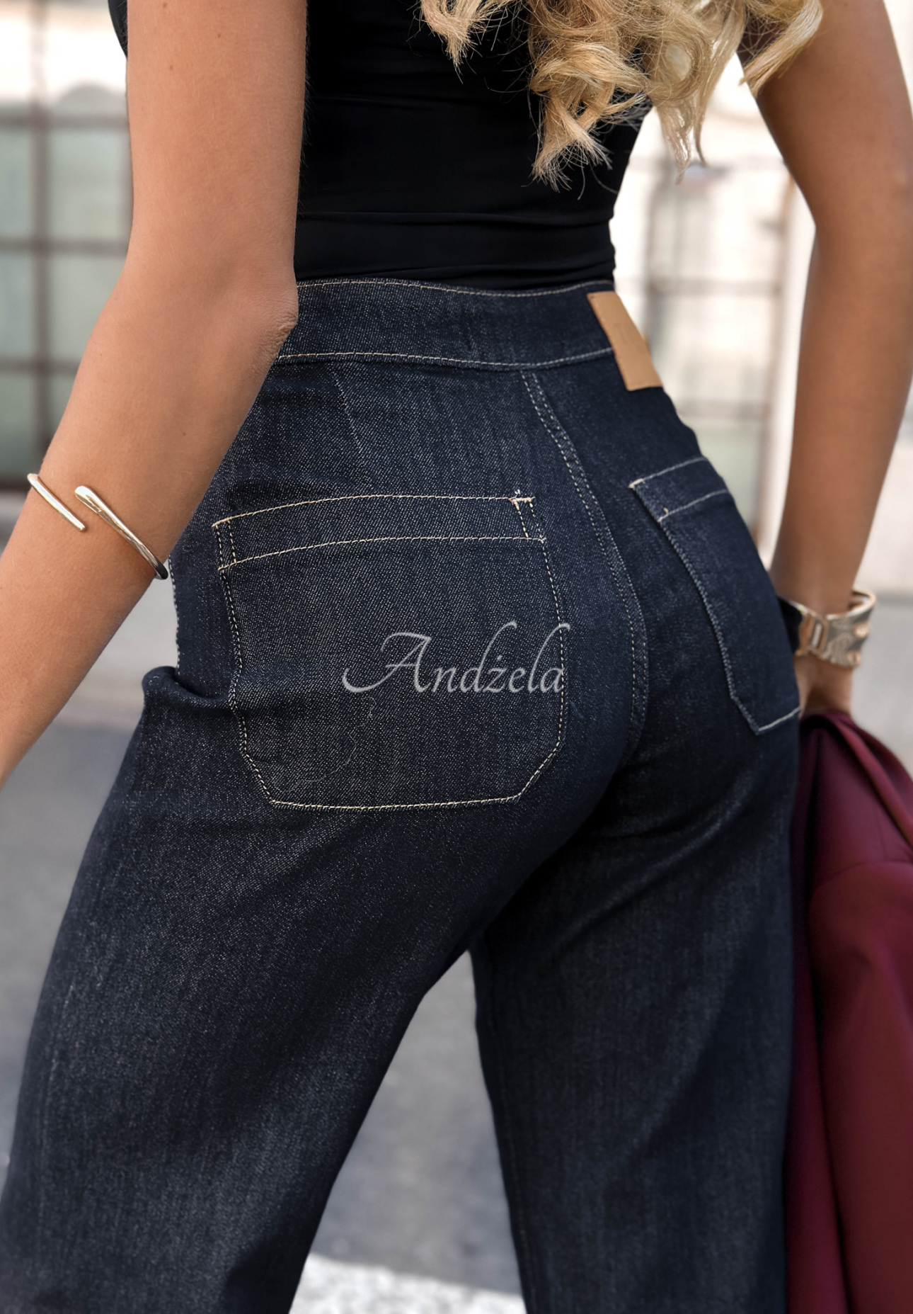 Jeanshose wide leg mit Knöpfen Without Trying Dunkelblau