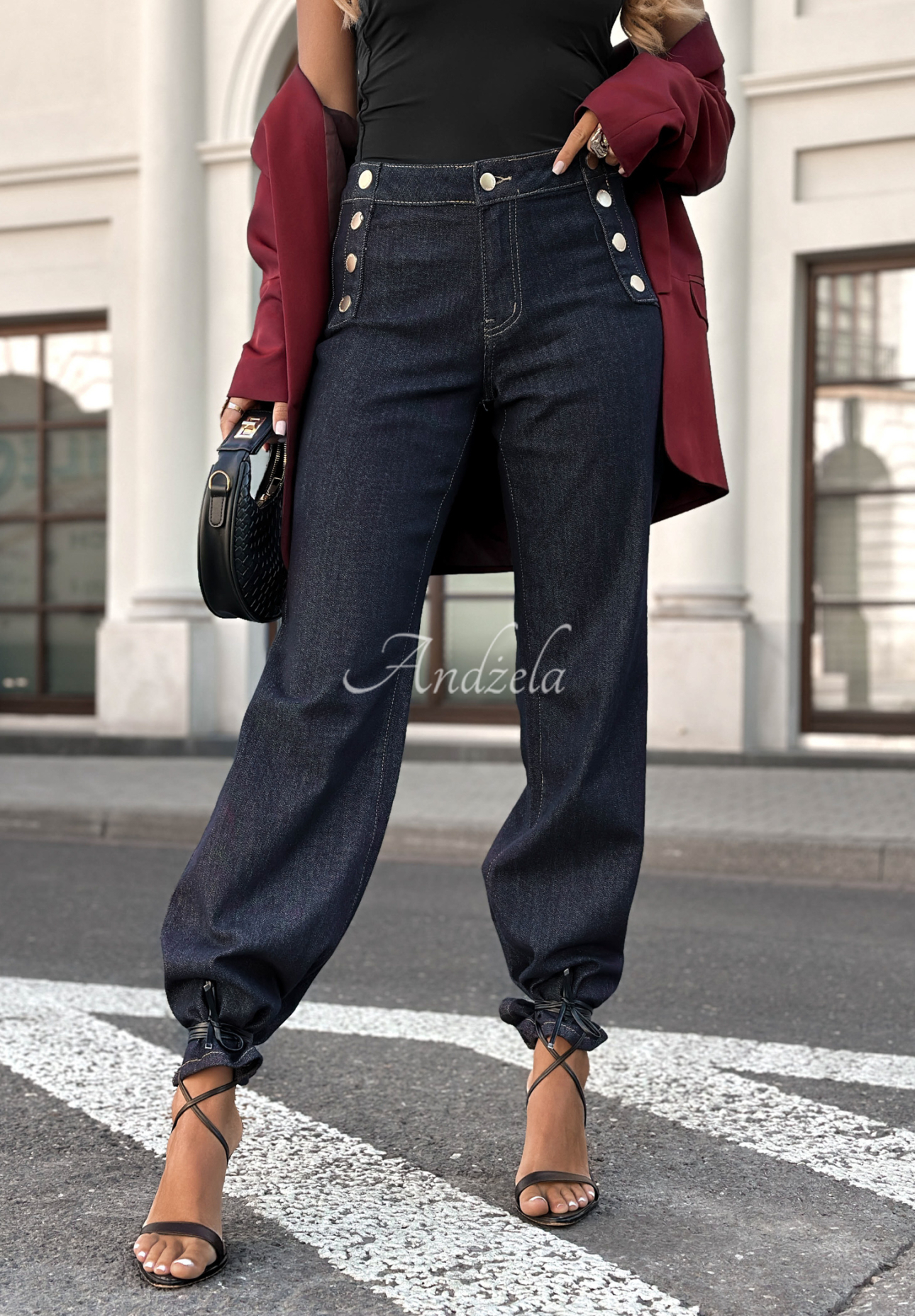 Jeanshose wide leg mit Knöpfen Without Trying Dunkelblau