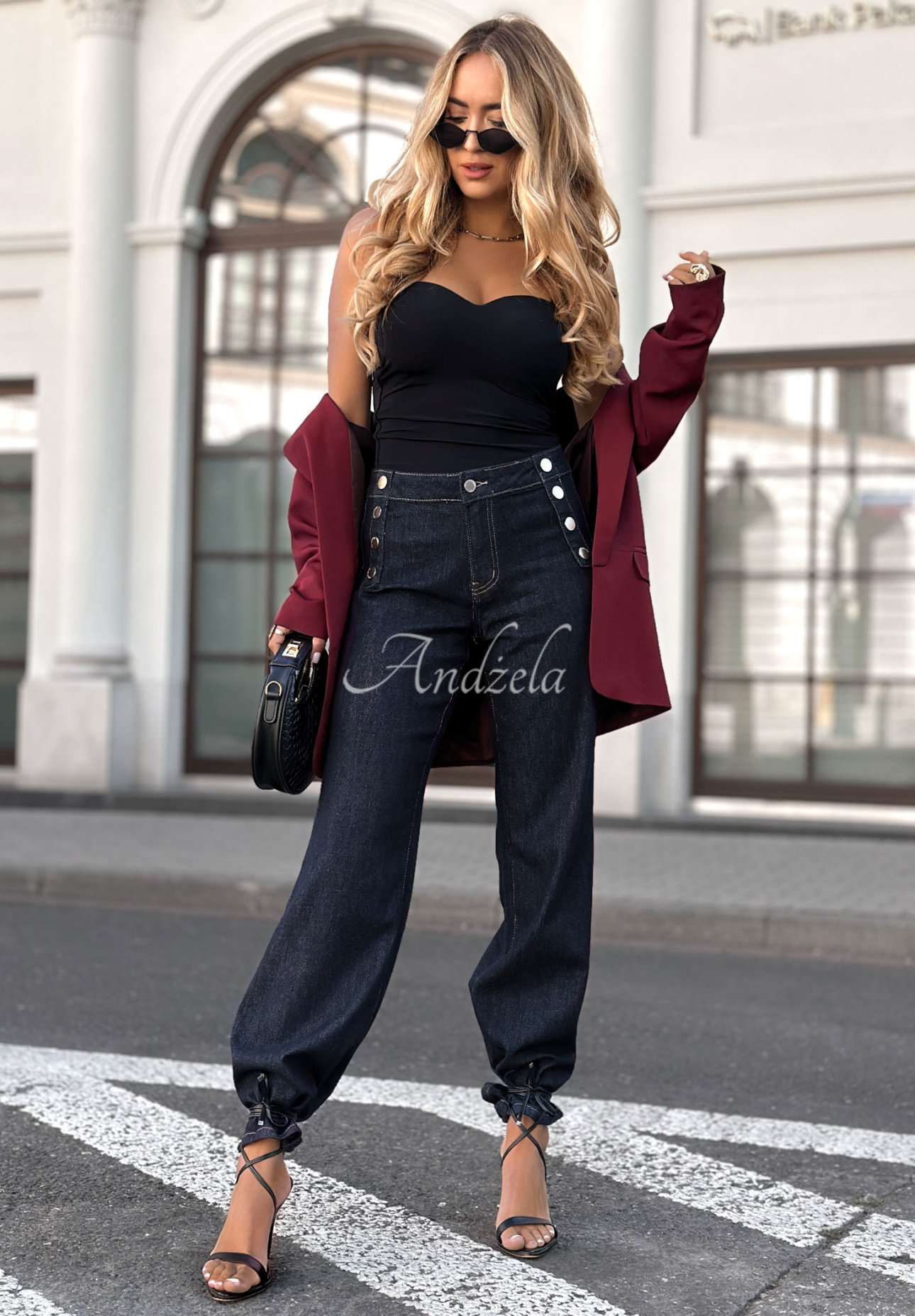Jeanshose wide leg mit Knöpfen Without Trying Dunkelblau