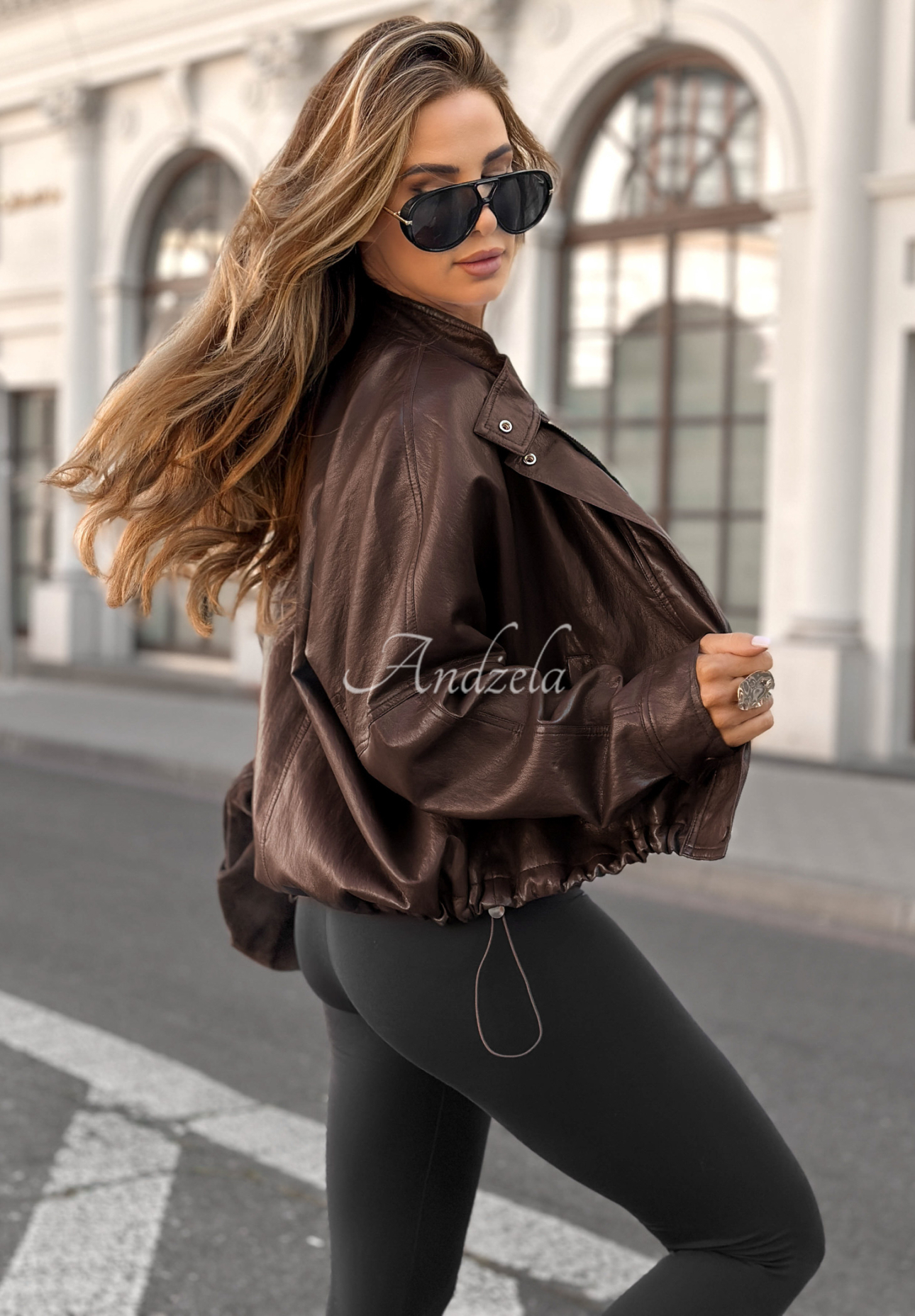 Bikerjacke aus Leder Pause The Day Schokoladenbraun
