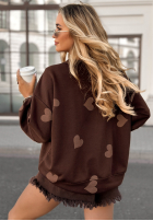 Sweatshirt w serduszka Spread Love Schokoladenbraun