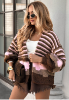 Krótki Cardigan oversize In Between Days czekoladowo-Rosa