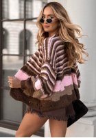 Krótki Cardigan oversize In Between Days czekoladowo-Rosa