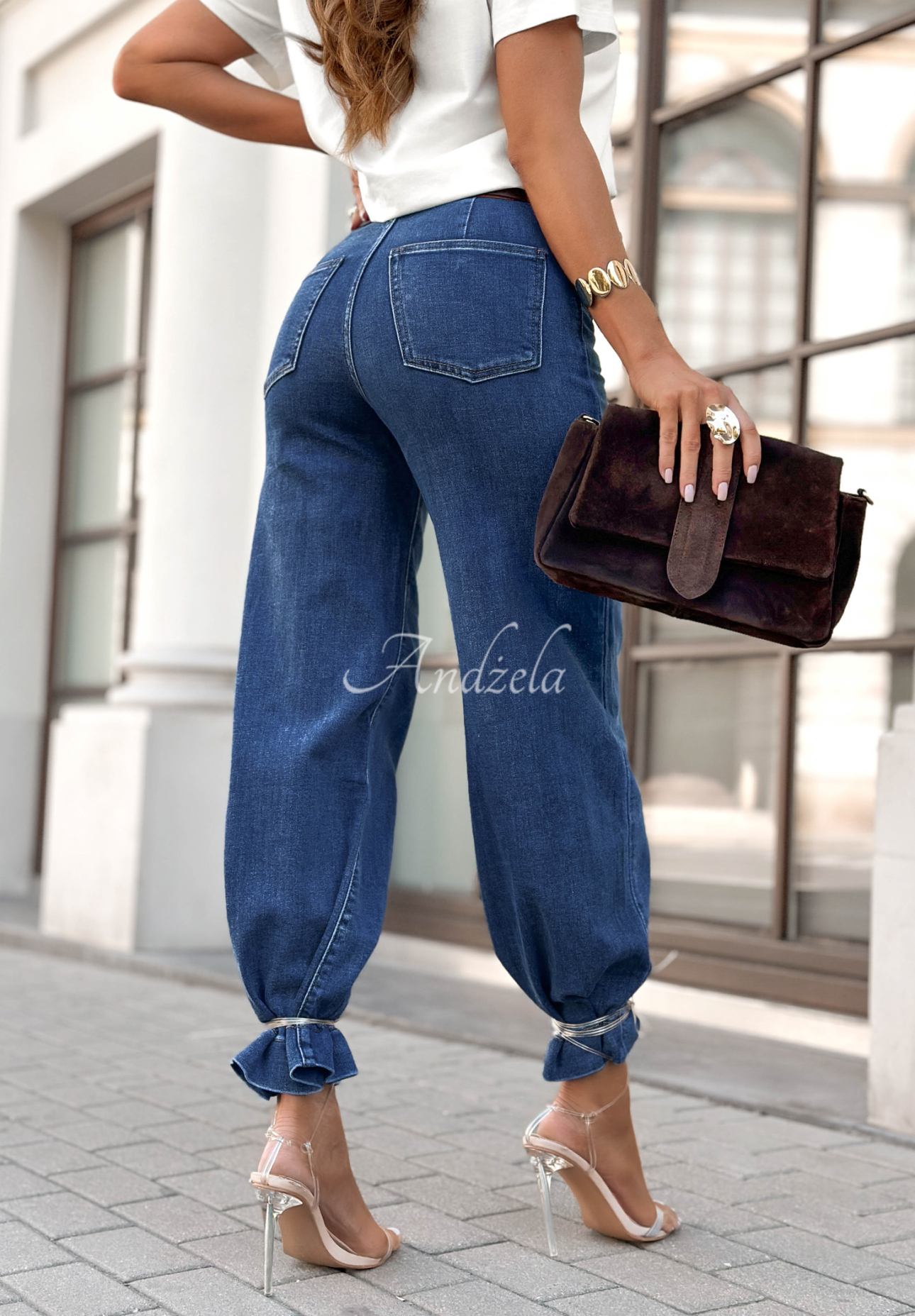 Jeans wide leg mit Gürtel Power To Inspire dunkelblau