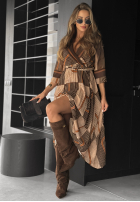 Kleid maxi Mit Muster Coffee Please Beige-Schokoladenbraun