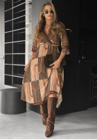 Kleid maxi Mit Muster Coffee Please Beige-Schokoladenbraun