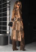 Kleid maxi Mit Muster Coffee Please Beige-Schokoladenbraun