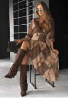 Kleid maxi Mit Muster Coffee Please Beige-Schokoladenbraun