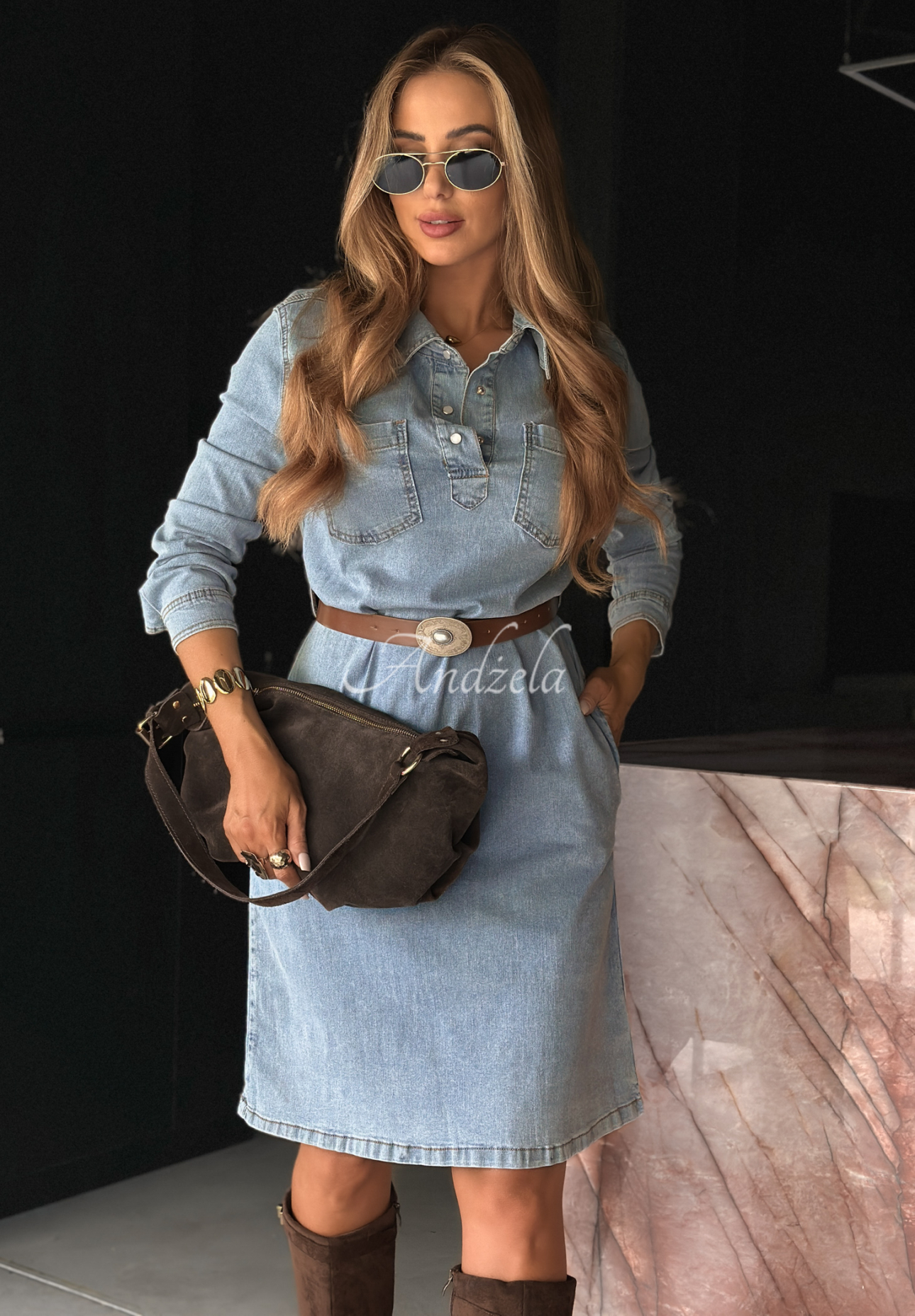 Jeanskleid mit Gürtel Keep It Real Blau