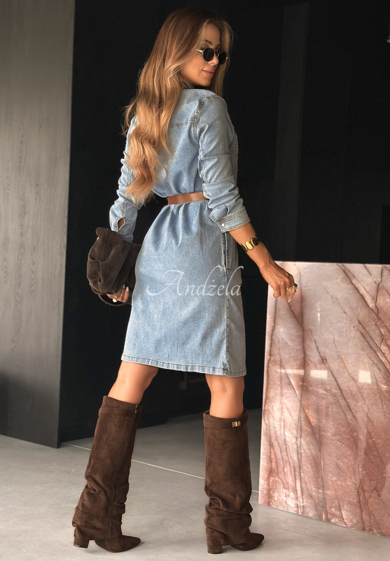 Jeanskleid mit Gürtel Keep It Real Blau