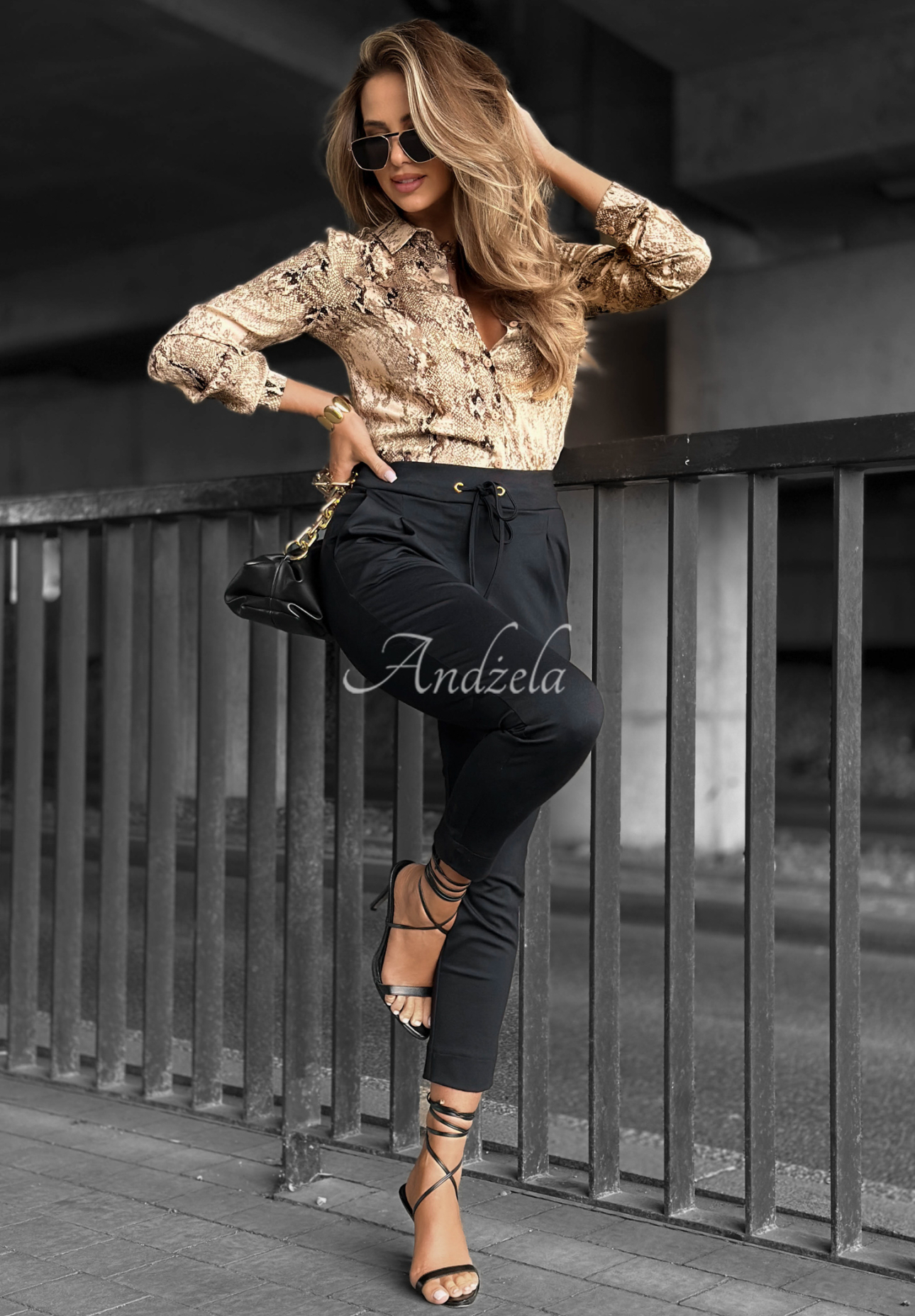 Viskose-Shirt mit Animal-Print Slow Response Beige