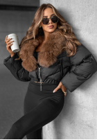 Pikowana Jacke z futerkiem Fancy Freeze Schwarz