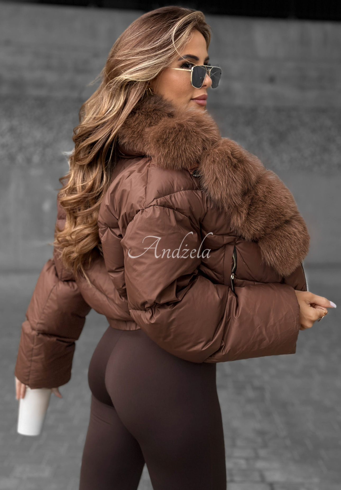 Daunenjacke mit Fell Fancy Freeze Schokoladenbraun