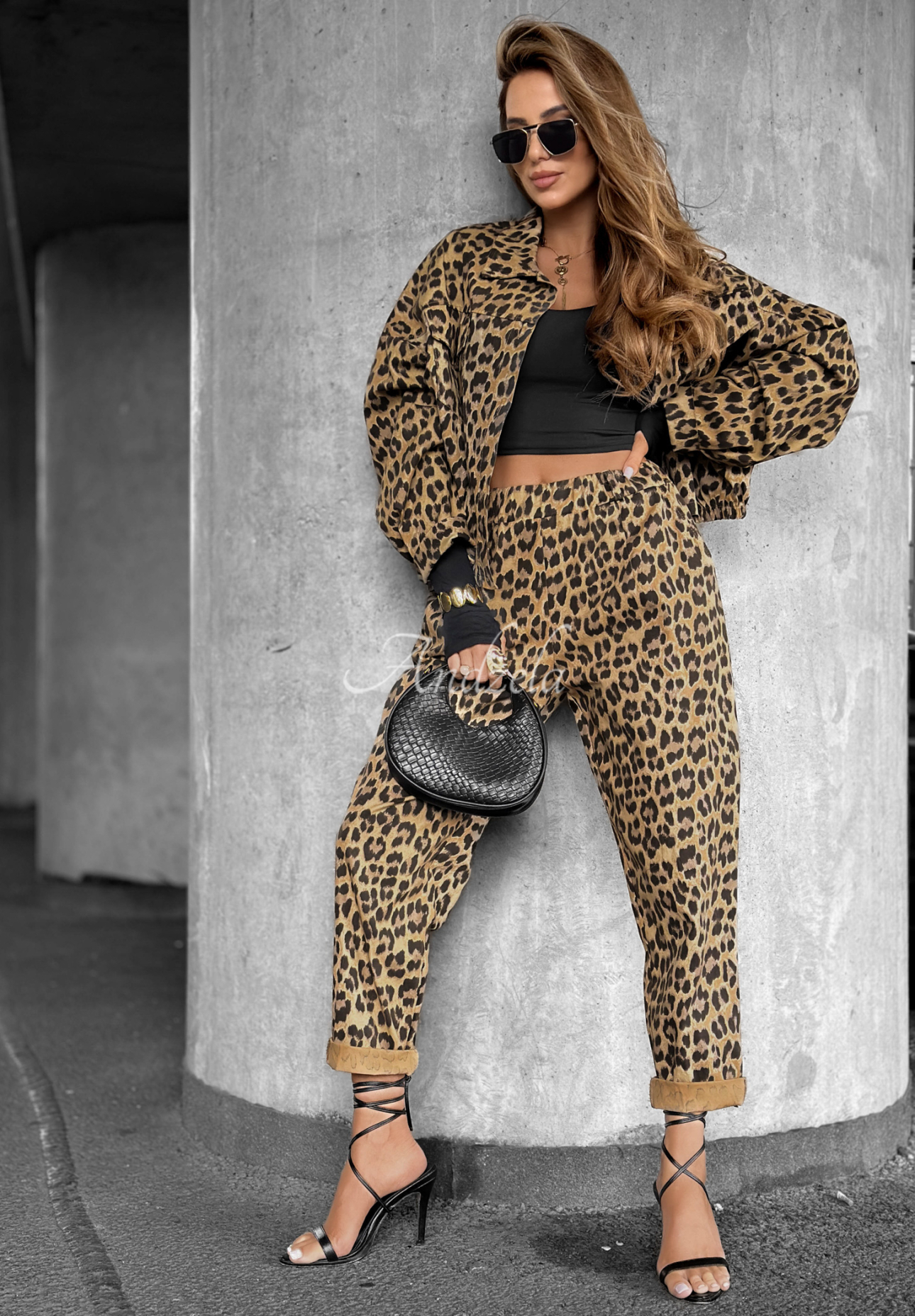 Jeansjacke mit Leopardenmuster Panthera Prowl Beige-Braun