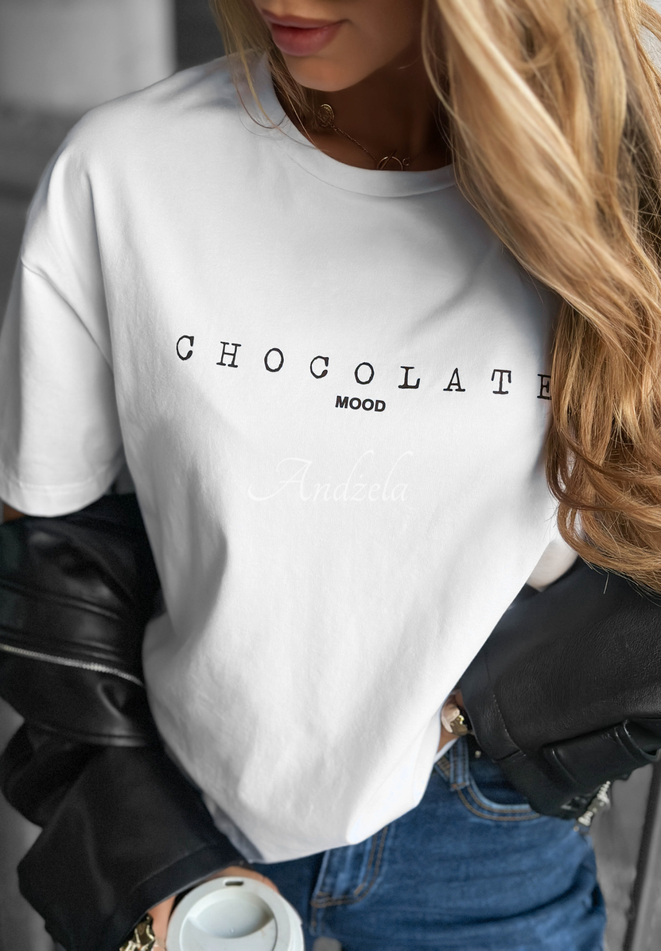 T-Shirt mit Aufdruck Chocolate Mood Weiß