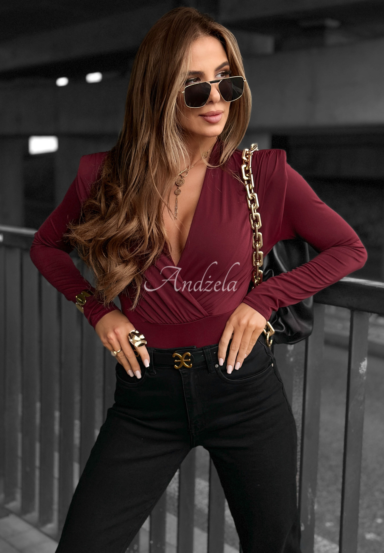 Wickelbluse Just Begin Again Burgunderrot