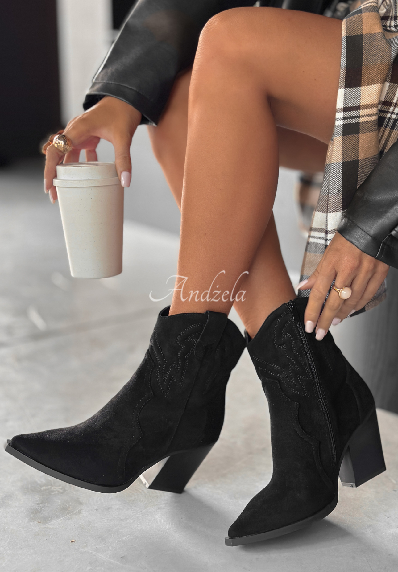 Cowboystiefel aus Wildleder I Moved On Schwarz