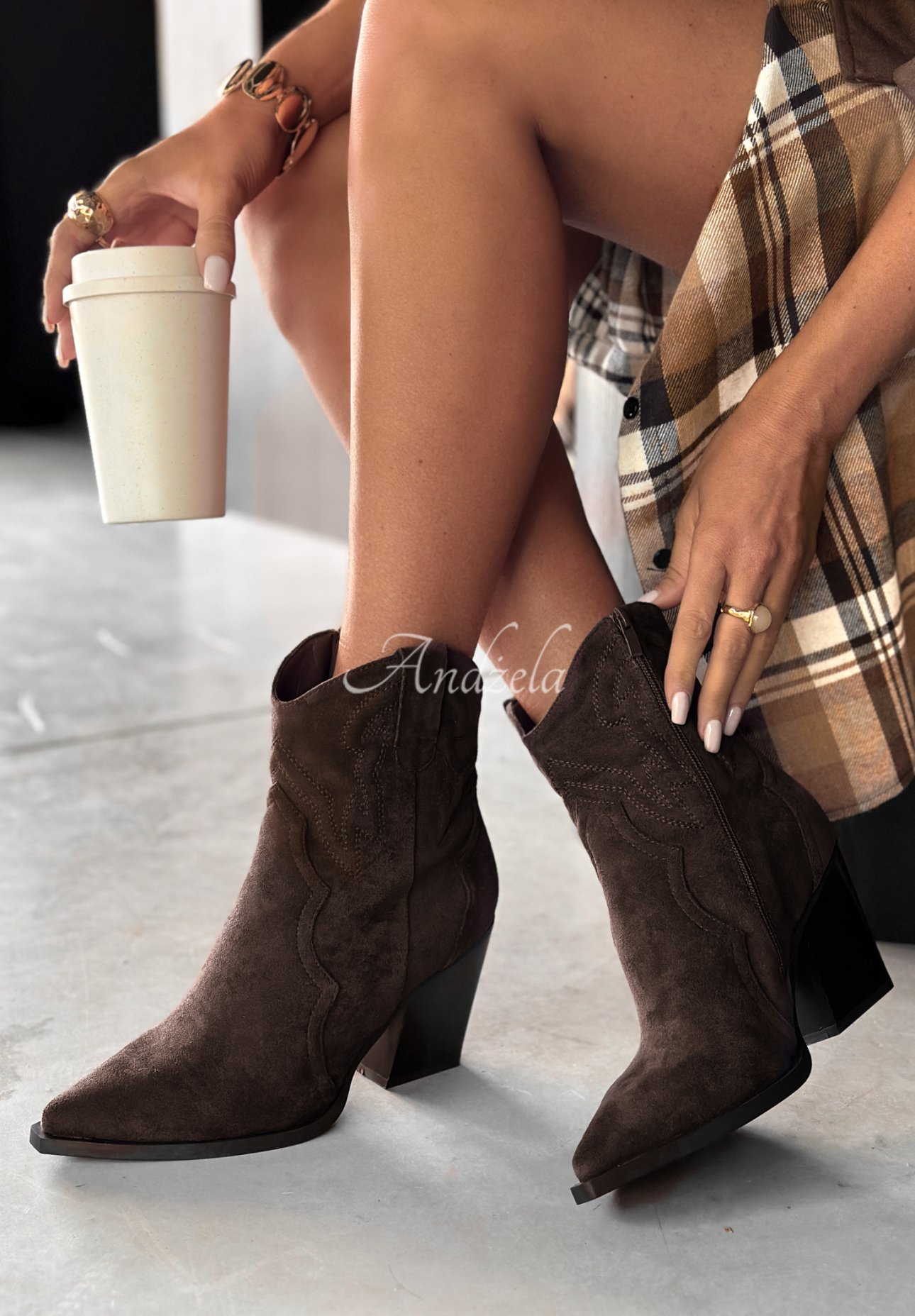 Cowboystiefel aus Wildleder I Moved On Schokoladenbraun