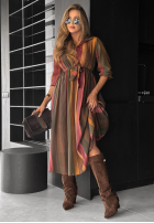 Koszulowa Kleid z tencelu Mit Muster Last Sun Rays Schokoladenbraun