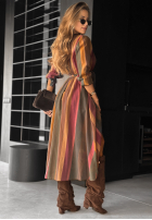 Koszulowa Kleid z tencelu Mit Muster Last Sun Rays Schokoladenbraun