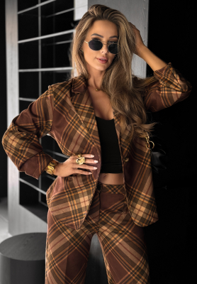 Karierter Blazer Own The Moment Schokoladenbraun