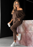 Bluse oversize z dekoltem w serek Cascade Schokoladenbraun