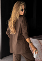 Bluse oversize z dekoltem w serek Cascade Schokoladenbraun