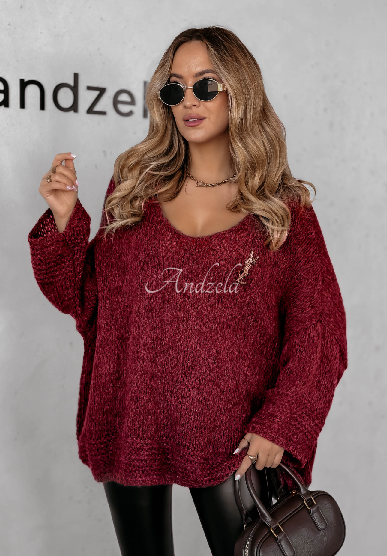 Sweter oversize Gentle Cuddle burgundowy
