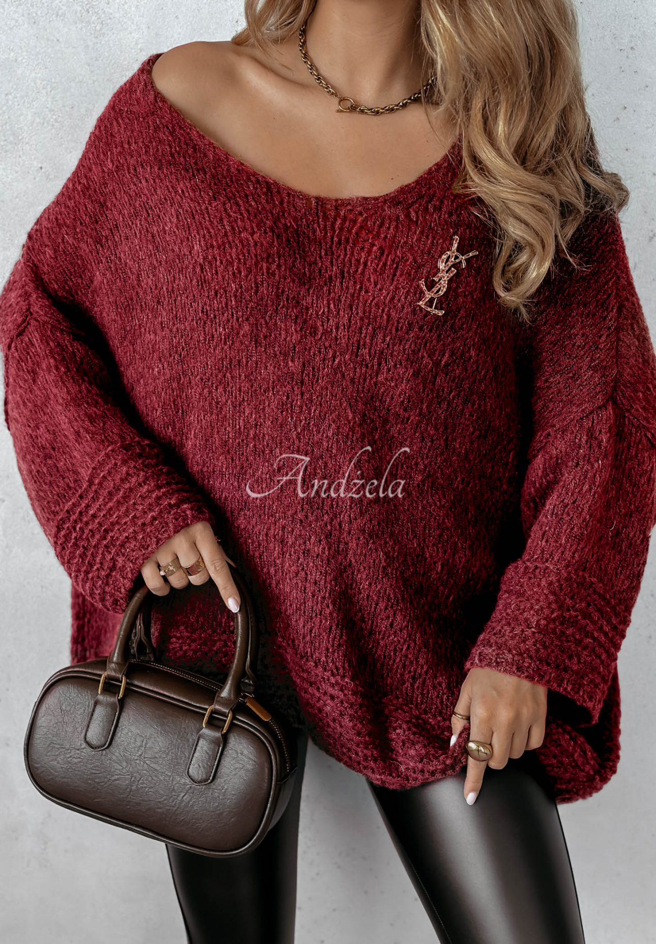 Sweter oversize Gentle Cuddle burgundowy