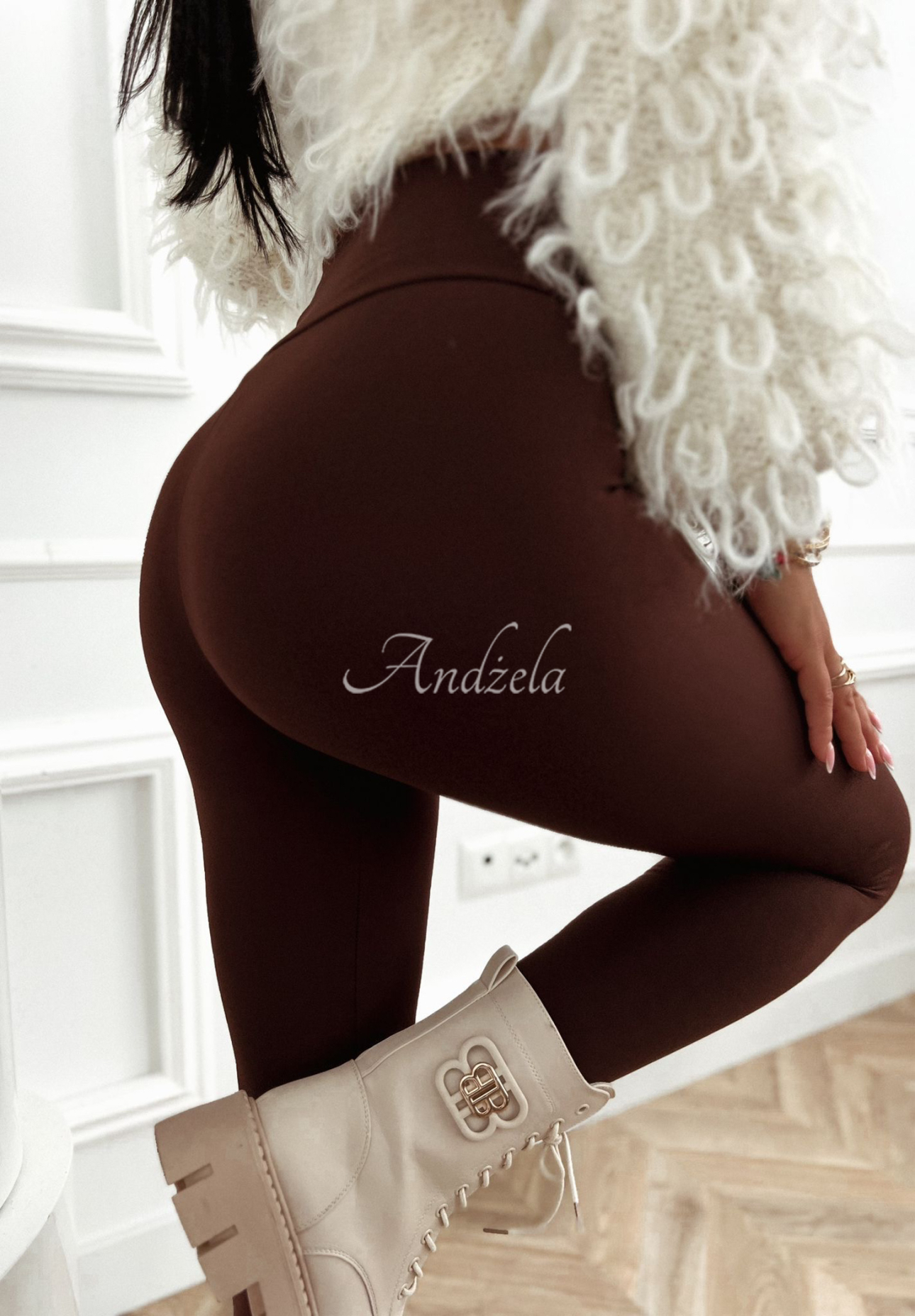 Viskose-Leggings mit Verzierung Lost My Thought Schokoladenbraun