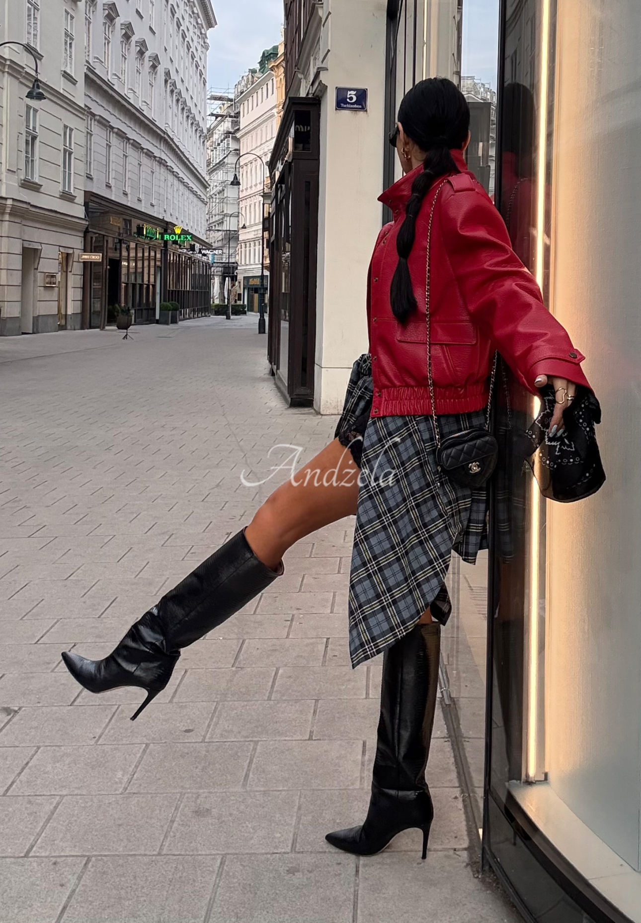 Bikerjacke aus Leder Told Him No Rot