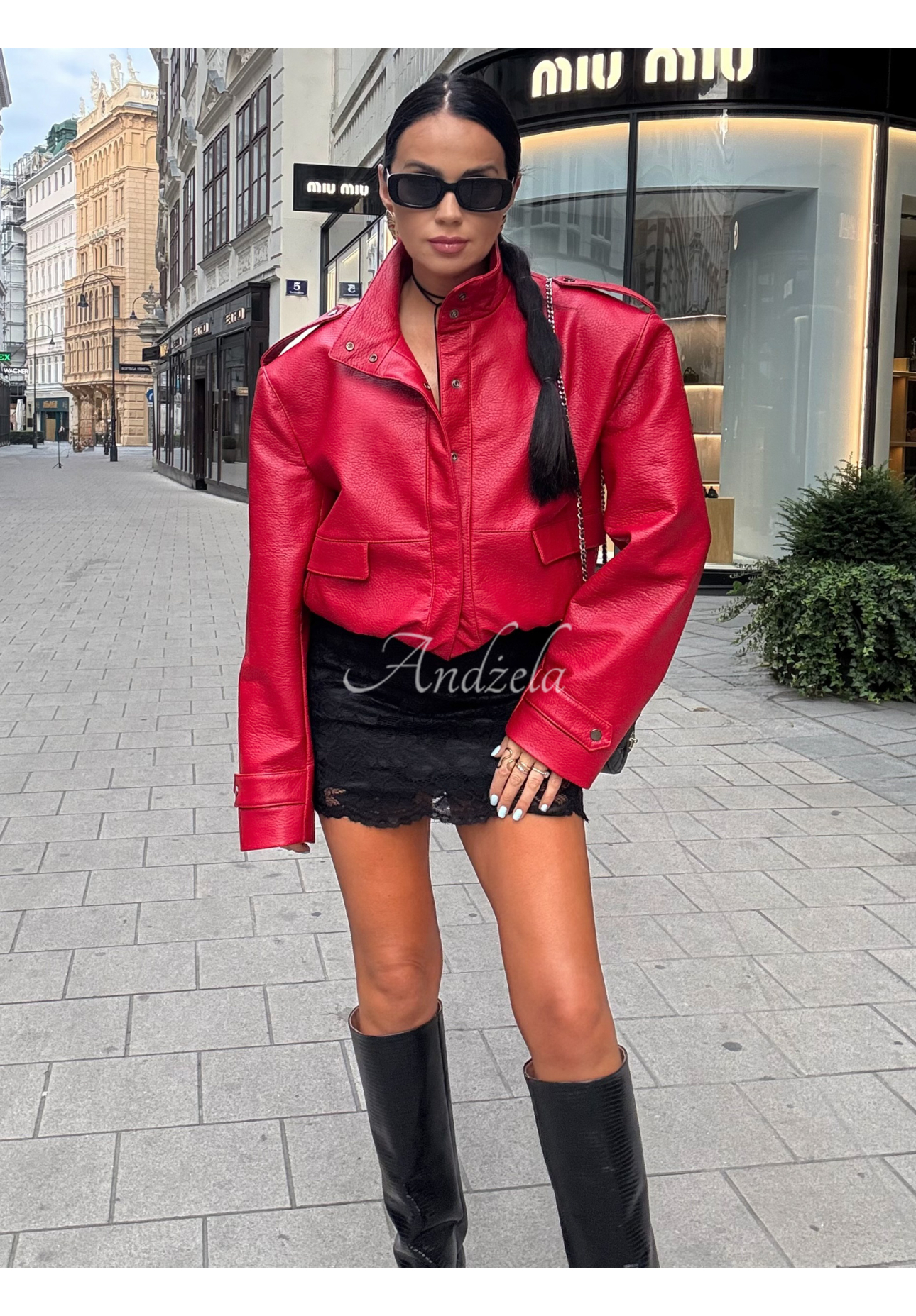 Bikerjacke aus Leder Told Him No Rot