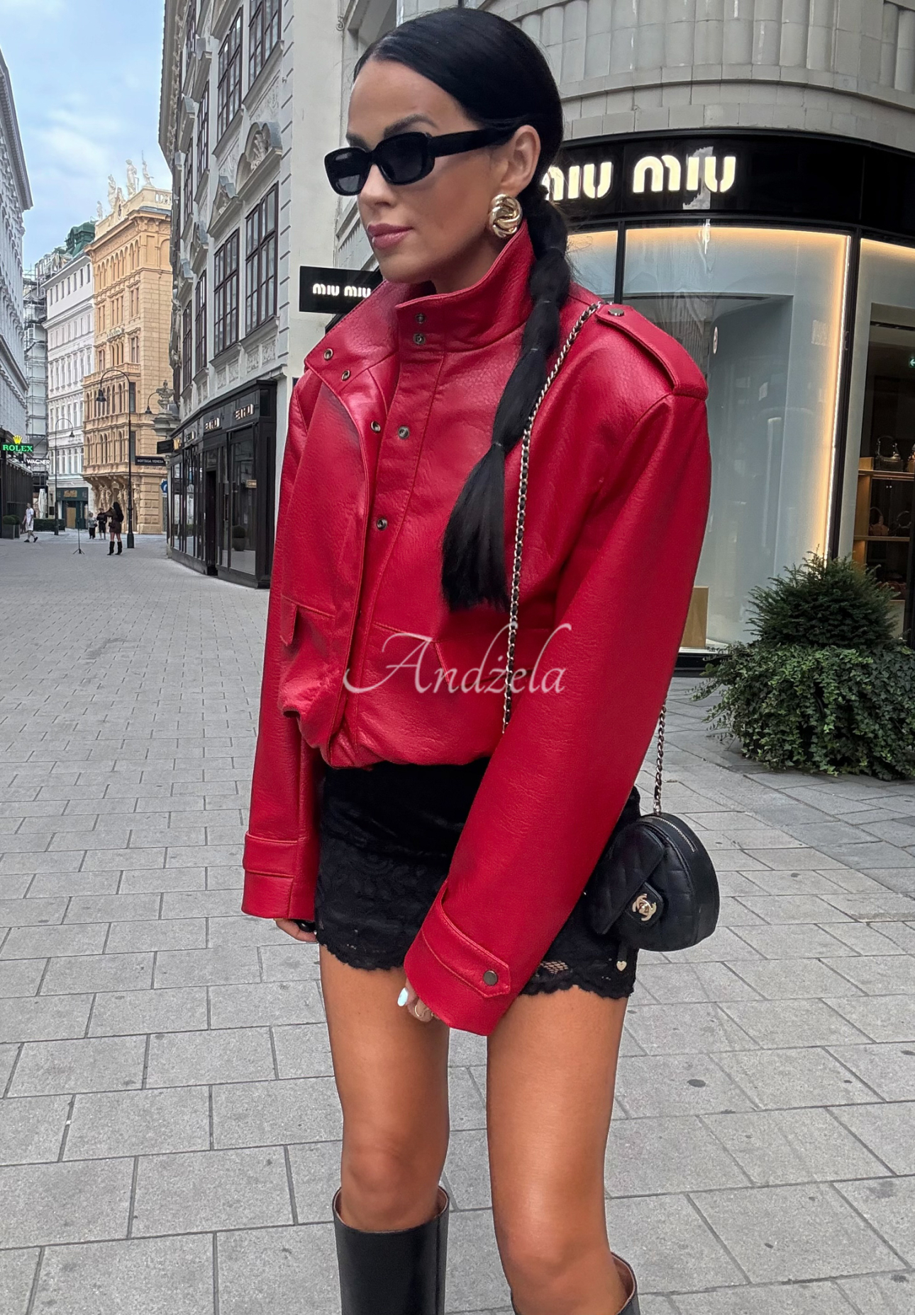 Bikerjacke aus Leder Told Him No Rot