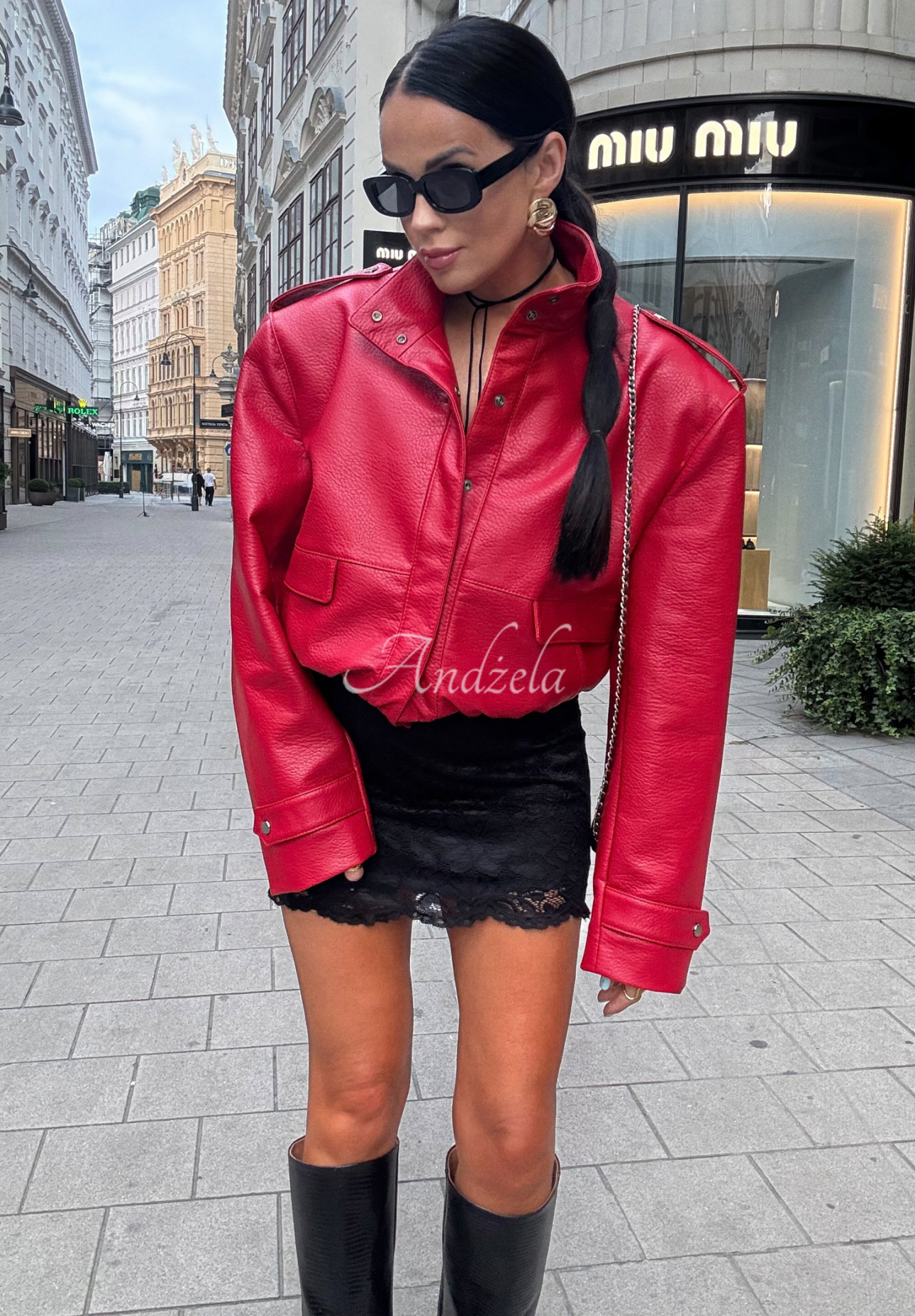 Bikerjacke aus Leder Told Him No Rot