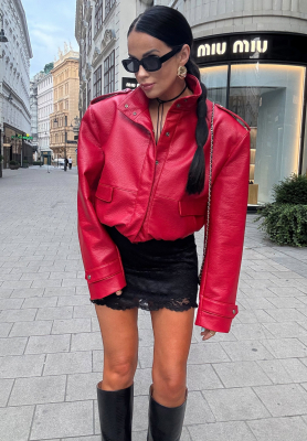 Bikerjacke aus Leder Told Him No Rot