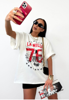 T-Shirt z nadrukiem La Milla Rise and Conquer Ecru