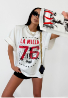 T-Shirt z nadrukiem La Milla Rise and Conquer Ecru