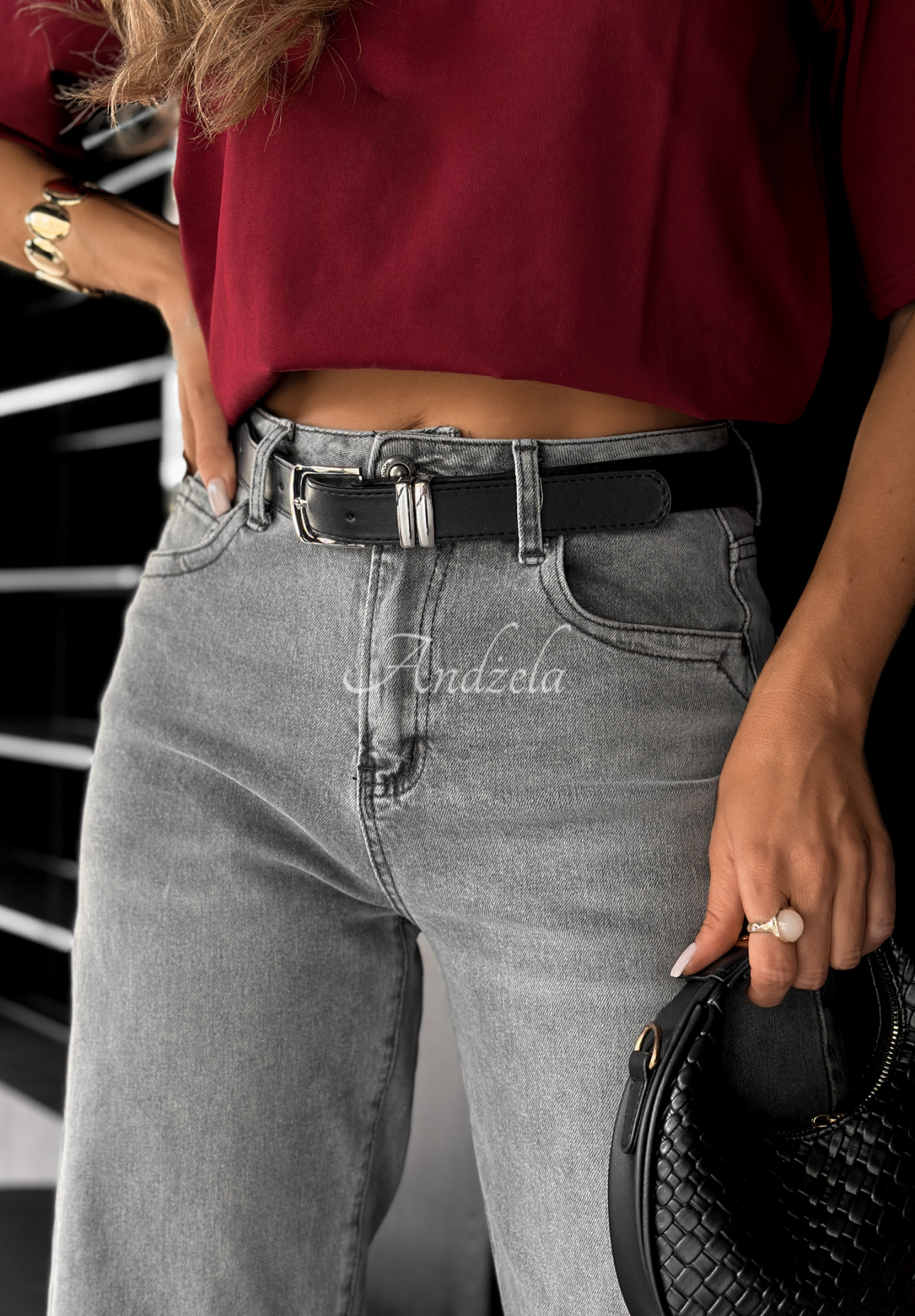 Wide Leg Jeans In This Silence Grau