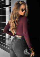 Body z dekoltem w serek Stay A Moment Burgunderrot