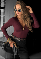Body z dekoltem w serek Stay A Moment Burgunderrot