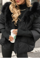 Krótka pikowana Jacke z futerkiem Frosty Horizon Schwarz