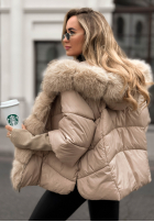 Krótka pikowana Jacke z futerkiem Frosty Horizon Camel