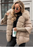 Krótka pikowana Jacke z futerkiem Frosty Horizon Camel