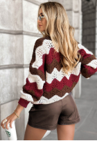 Krótki Cardigan Don’t Text Me czekoladowo-Burgunderrot