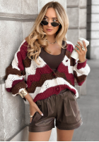 Krótki Cardigan Don’t Text Me czekoladowo-Burgunderrot