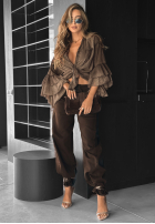 Hose Jeans wide leg Forget That Call Schokoladenbraun