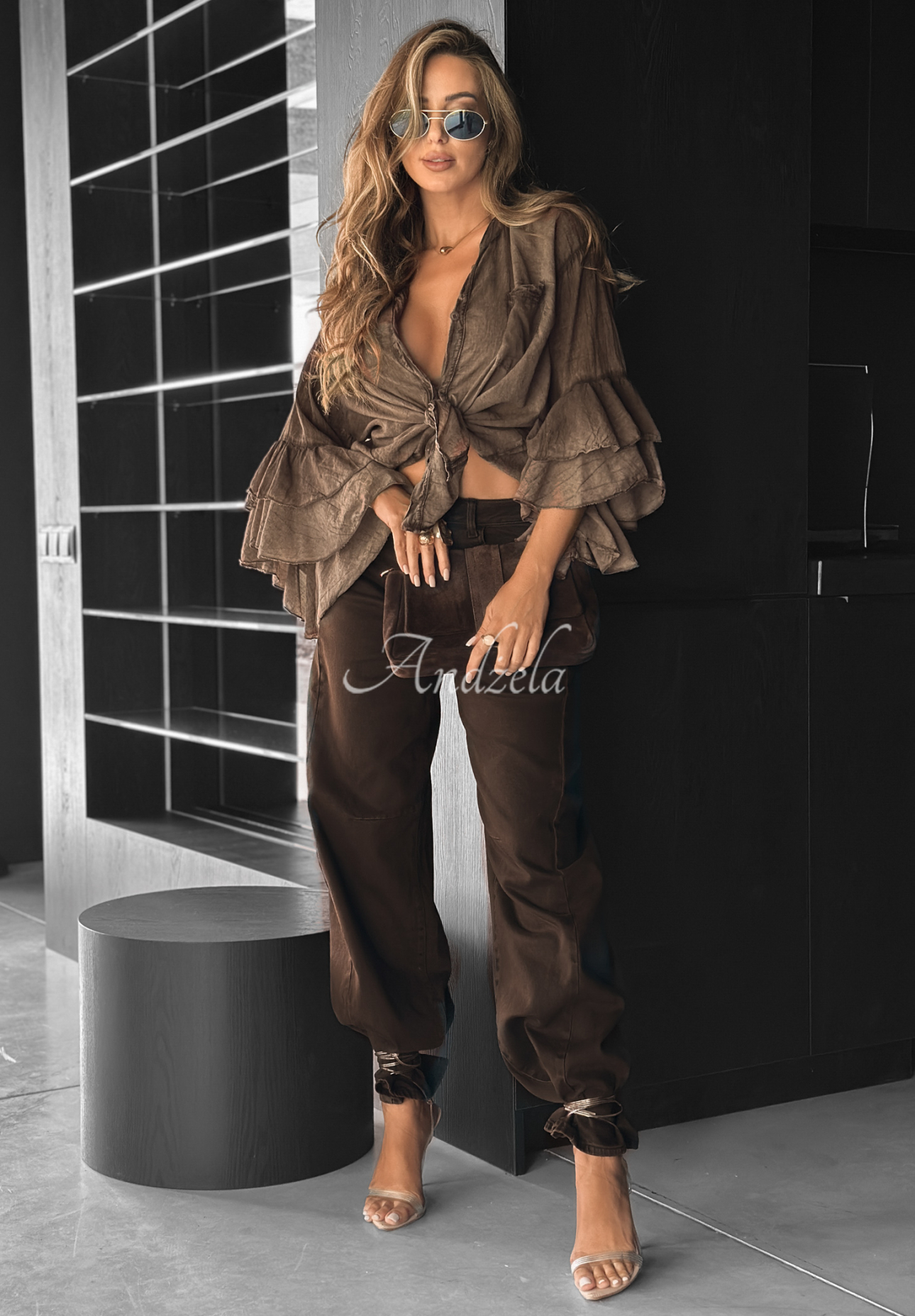 Jeanshose wide leg Forget That Call Schokoladenbraun