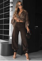 Hose Jeans wide leg Forget That Call Schokoladenbraun