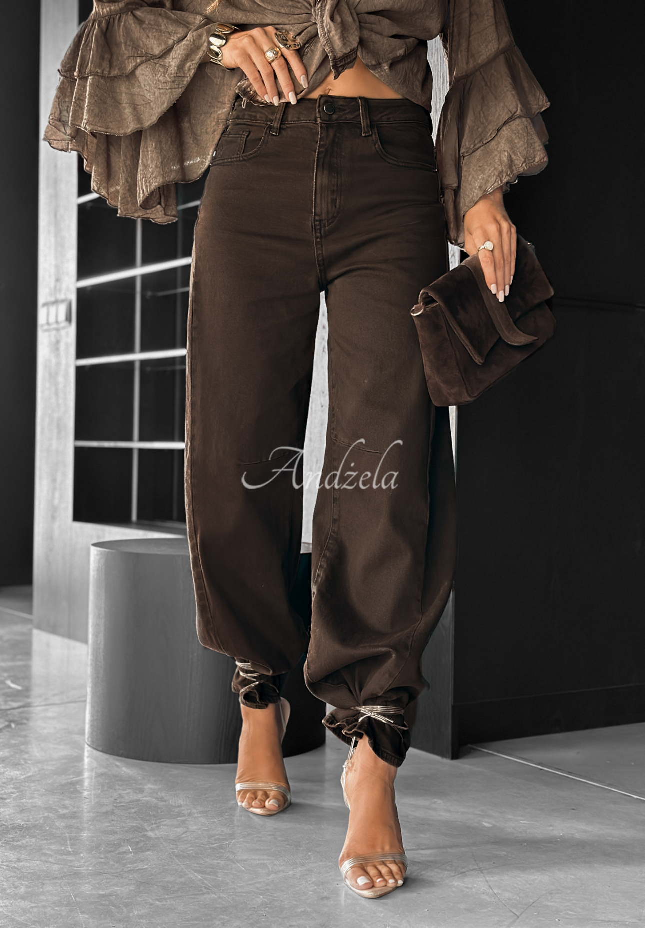 Jeanshose wide leg Forget That Call Schokoladenbraun